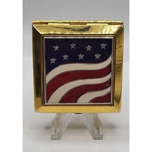 Estee Lauder America The Beautiful 2002 Powder Compact Flag Gold